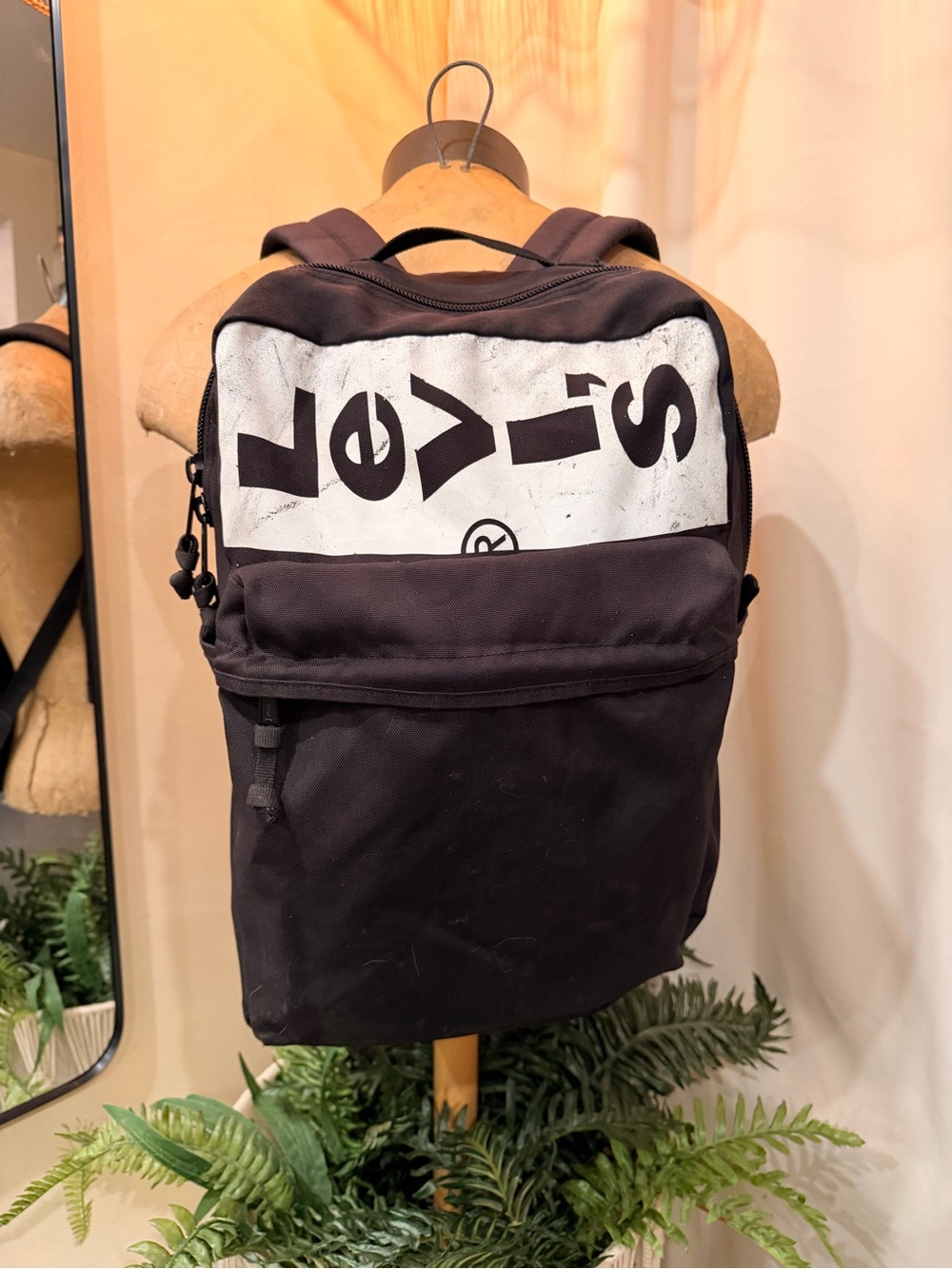 Levi's Black Backpack with White Logo Panel